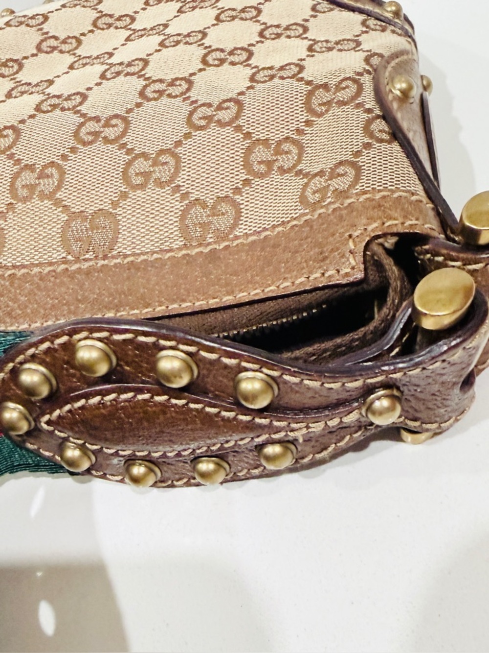 Gucci Small Monogram Pelham Studded Bag - Picture 10 of 13